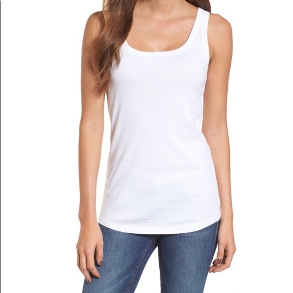 Caslon Tops - Caslon White Cotton Tank With Scoop Neck